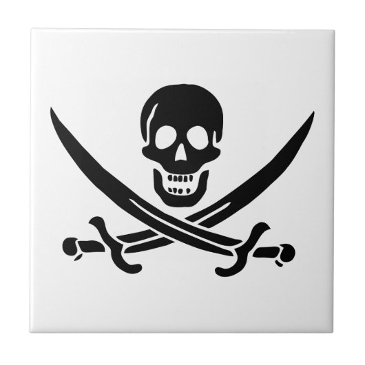 Carreau Drapeau pirate crâne épées croisées (Devant)