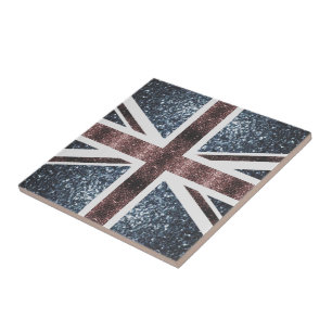 Carreau Drapeau rustique britannique rouge bleu étincelles