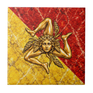 Carreau drapeau sicilien Trinacria Sicilia 