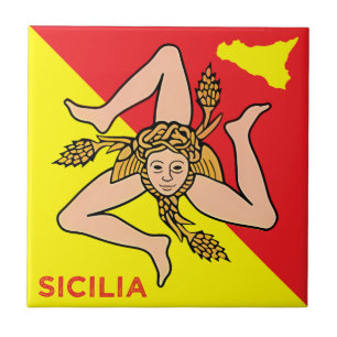 Carreau drapeau sicilien Trinacria Sicilia