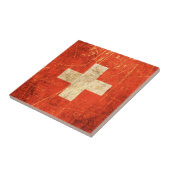 Carreau Drapeau suisse vintage rayé et porté (Côté)