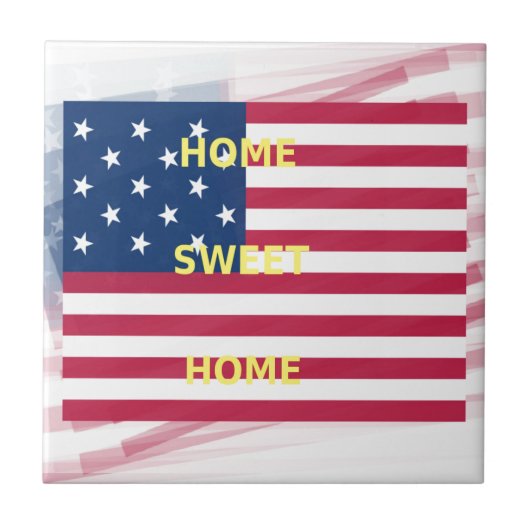 Carreau Drapeau USA "Home Sweet Home" Art Imprimer (Devant)