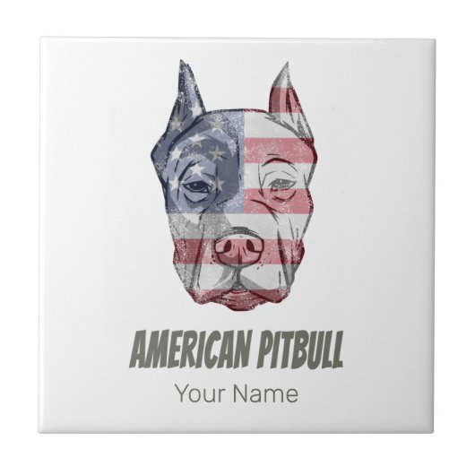 Carreau Drapeau Vintage américain Pitbull Terrier Bully Ch (Devant)