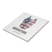 Carreau Drapeau Vintage américain Pitbull Terrier Bully Ch (Côté)