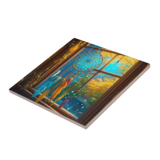 Carreau Dreamcatcher dans la fenêtre Boho (Côté)