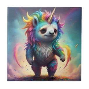 Carreau Dreamy Slothicorn : Une fantaisie de bébé arc-en-c