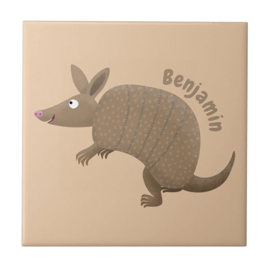 Carreau Drôle armadillo joyeux dessin animé (Devant)