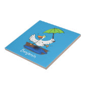 Carreau Drôle canard avec parapluie dessin animé (Côté)