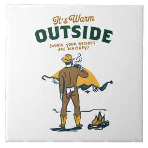 Carreau Drôle Cowboy Boire Whiskey