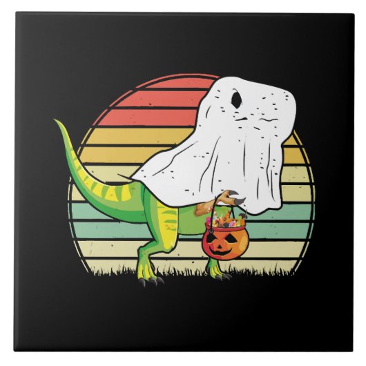 Carreau Drôle de dinosaure fantôme Halloween (Devant)