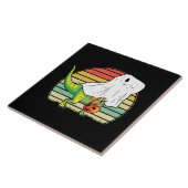 Carreau Drôle de dinosaure fantôme Halloween (Côté)