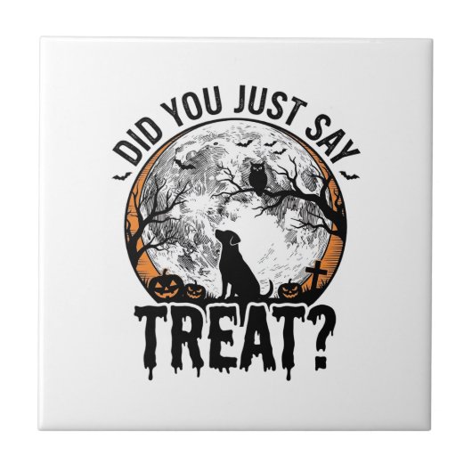 Carreau Drôle de friandise pour chien Halloween Design vec (Devant)
