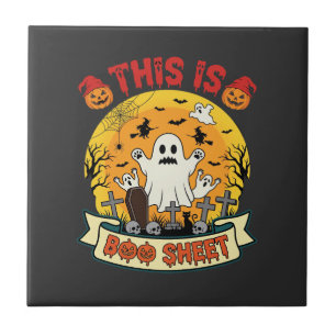 Carreau Drôle de Halloween Boo Sheet Fantôme Cimetière