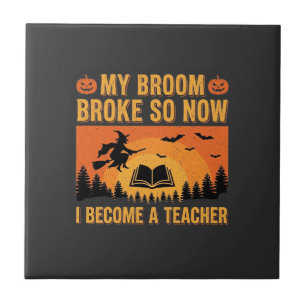 Carreau Drôle de professeur d'Halloween Balai cassé Design