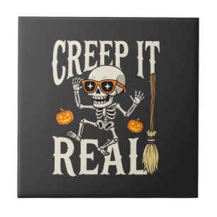 Carreau Drôle de squelette dansant Halloween Creep It Real