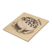 Carreau Drôle dessin de grenouille à pluie dans le désert (Côté)