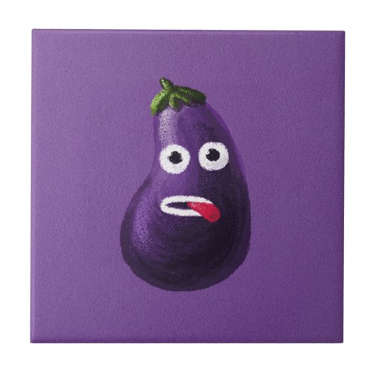 Carreau Drôle Eggplant Cartoon Caractère Cute Vegetable (Devant)