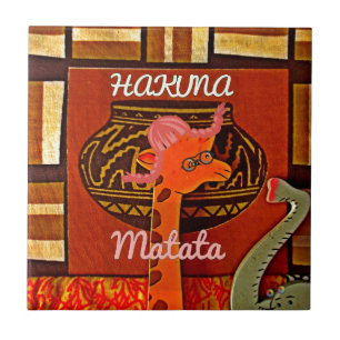 Carreau Drôle Giraffe avec texte cool Hakuna Matata Design