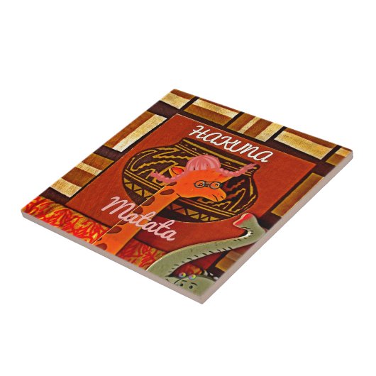 Carreau Drôle Giraffe avec texte cool Hakuna Matata Design (Côté)