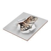 Carreau Drôle Gray Cat Popping à travers l'illusion du pap (Côté)