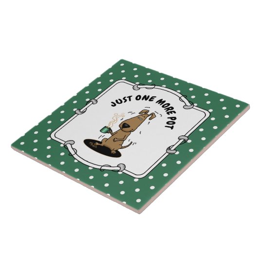 Carreau Drôle Jittery Hound Dog sur Café (Côté)