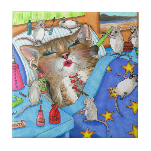 Carreau Drôle Maquillage de chat et de souris 508