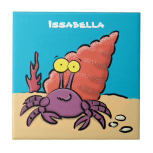 Carreau Drôle mignon caricature pourpre crabe ermite