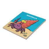 Carreau Drôle mignon caricature pourpre crabe ermite (Côté)