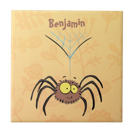 Carreau Drôle mignon dessin animé d'araignée moelleuse (Devant)