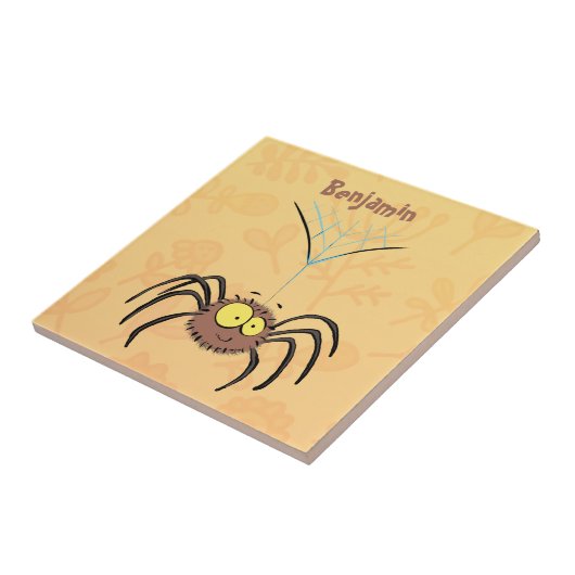 Carreau Drôle mignon dessin animé d'araignée moelleuse (Côté)