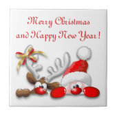 Carreau Drôle Père Noël et Reindeer Carton (Devant)