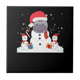 Carreau Drôle Père Noël Hippo Noël Snowman cadeau Noël