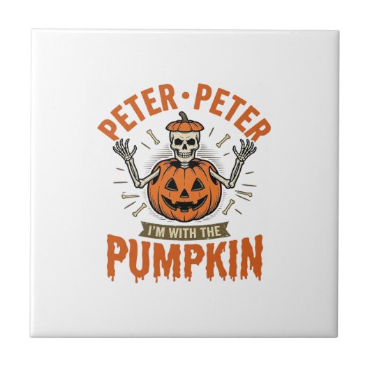 Carreau Drôle Peter Peter Citrouille Halloween Squelette C (Devant)