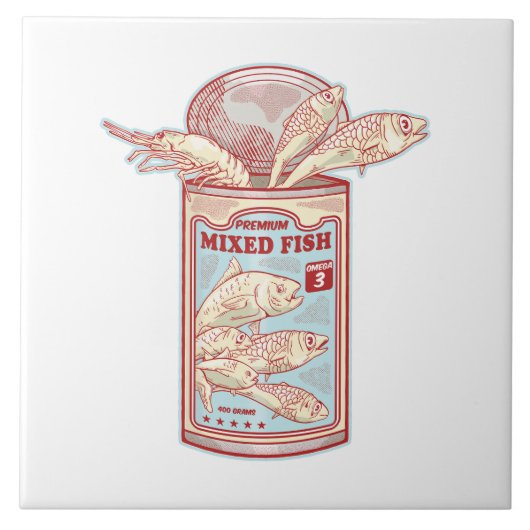 Carreau Drôle poisson en conserve (Devant)