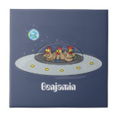 Carreau Drôle poule dans l'espace dessin animé (Devant)