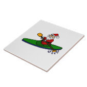 Carreau Drôle Santa Claus Kayaking Cartoon de Noël (Côté)