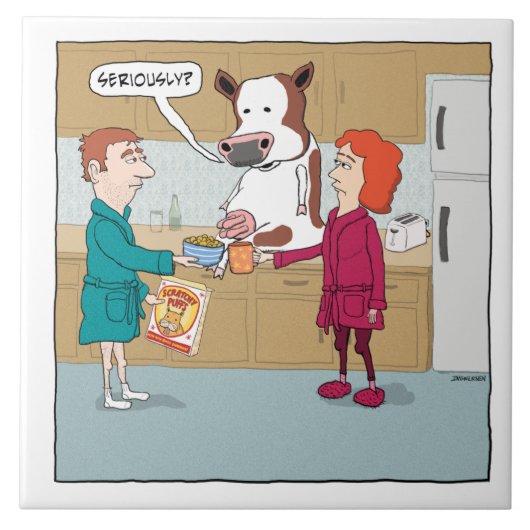 Carreau Drôle trayant la vache (Devant)