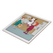 Carreau Drôle trayant la vache (Côté)