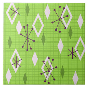 Carreau du milieu du siècle Starburts Chartreuse