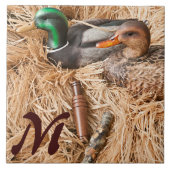 Carreau Duck Call Mallard Drat Hunt Monogram Display Tile (Devant)