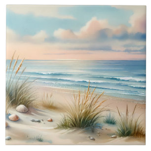 Carreau Dunes côtières pastel à l'aquarelle