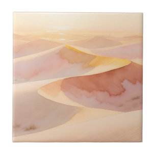 Carreau Dunes de coucher de soleil du désert aquarelle