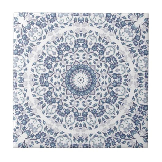 Carreau Dusty Blue Floral Mandala (Devant)