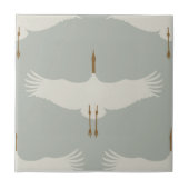 Carreau Dusty Blue Neutral Birds Grues Art Déco Motif (Devant)