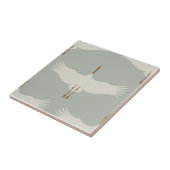 Carreau Dusty Blue Neutral Birds Grues Art Déco Motif (Côté)