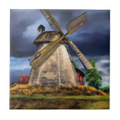 Carreau Dutch Windmill Ceramic Tile Painting (Devant)