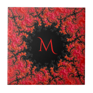 Carreau Dynastie naine rouge Fancy Fractal Abstrait Monogr