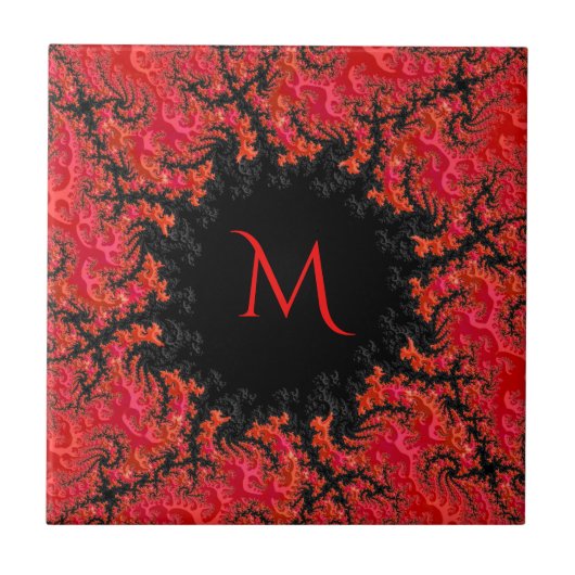 Carreau Dynastie naine rouge Fancy Fractal Abstrait Monogr (Devant)