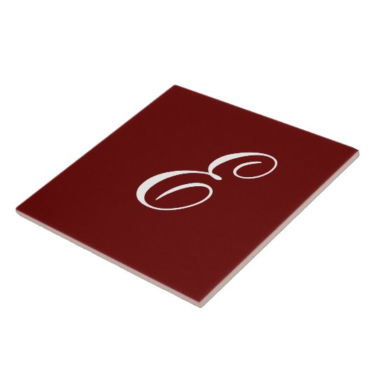 Carreau E Monogramme Blanc initial sur Maroon (Côté)