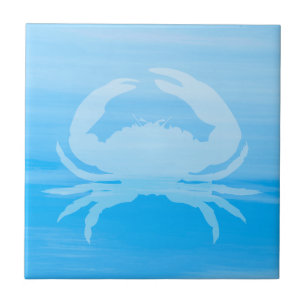 Carreau Eau de mer bleu clair avec crabe